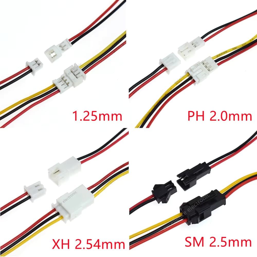 5 Paar 1,25 mm 2,0 mm 2,54 mm Rastermaß Mini JST PH XH SM männlich weiblich Steckdose Anschluss Drähte Kabel Stecker 2/3/4/5/6 Pin