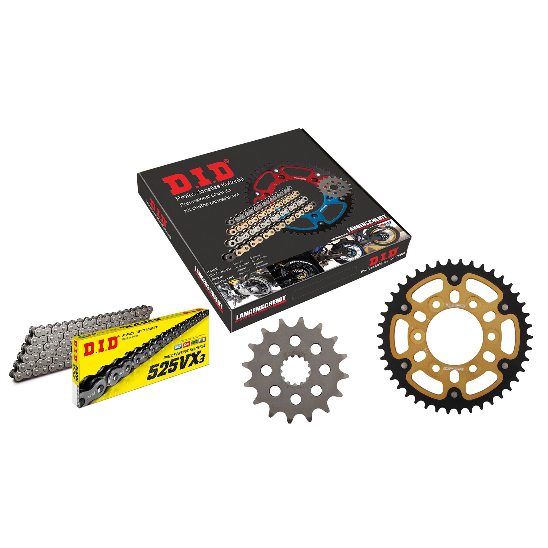 D.I.D. Supersprox Kettenkit Stealth 525VX3 Niet X 16/42/112 gold für Z 1000 - Motorradteile & Ersatzteile - Kraftübertragung