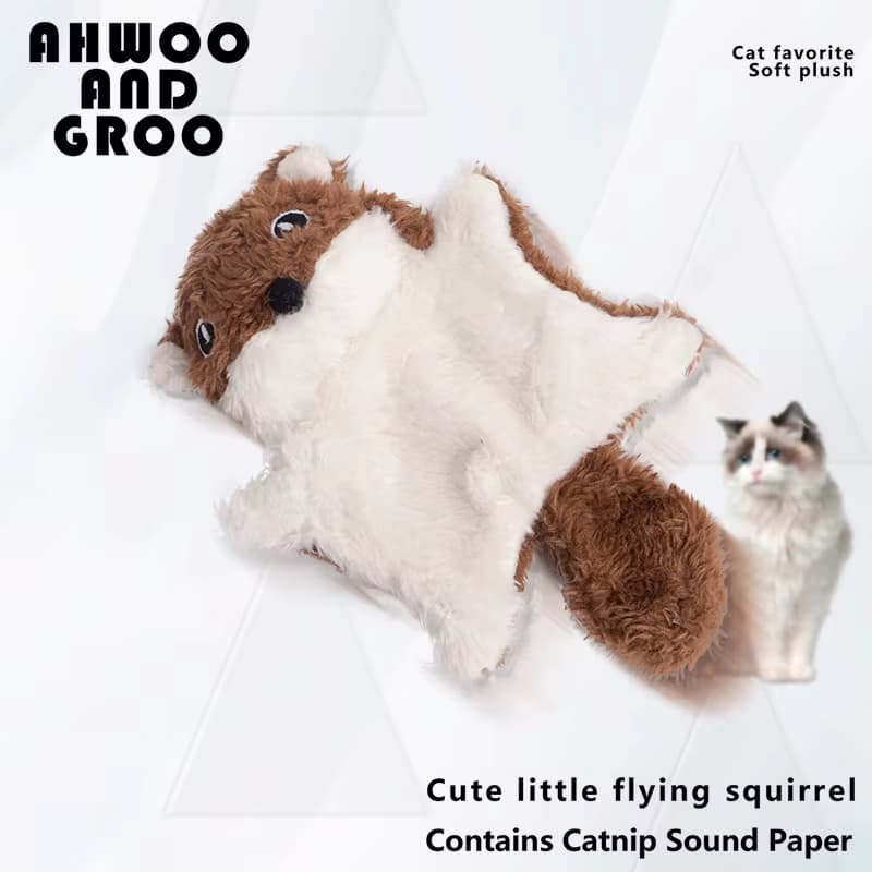 Lustiges kleines fliegendes Eichhörnchen, Katzenspielzeug, Interaktion, Kauen, Backenzähne, Katzenminze, Hundespielzeug, Bissfestigkeit, Welpe, Kätzchen, Spielzeug, Quietschen, Heimtierbedarf