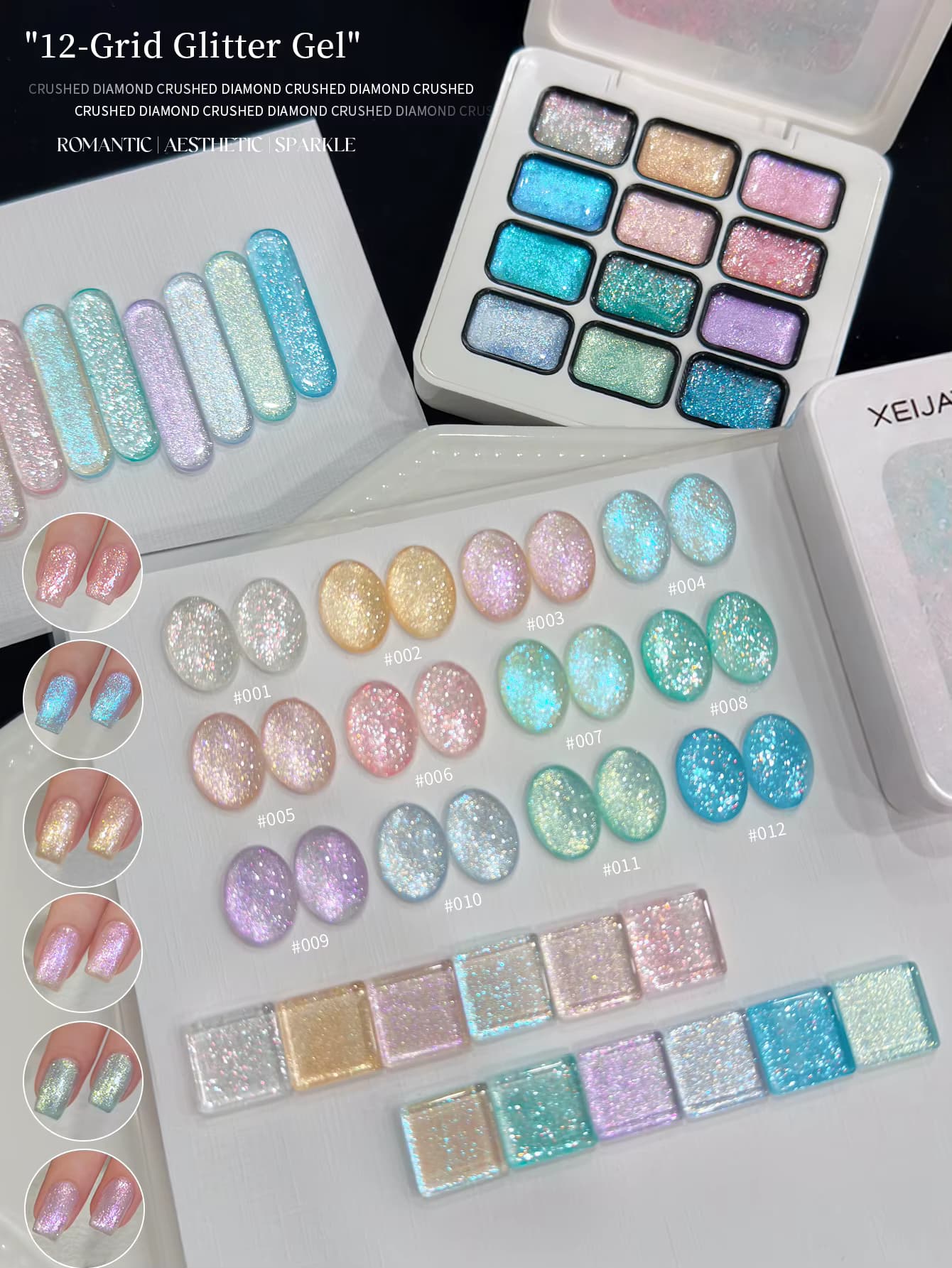 XEIJAYI 12-Farben Muster-Gel, Hochpigmentierter Beliebter Halbfester Nagellack-Gel für Spezielle Salonanwendungen