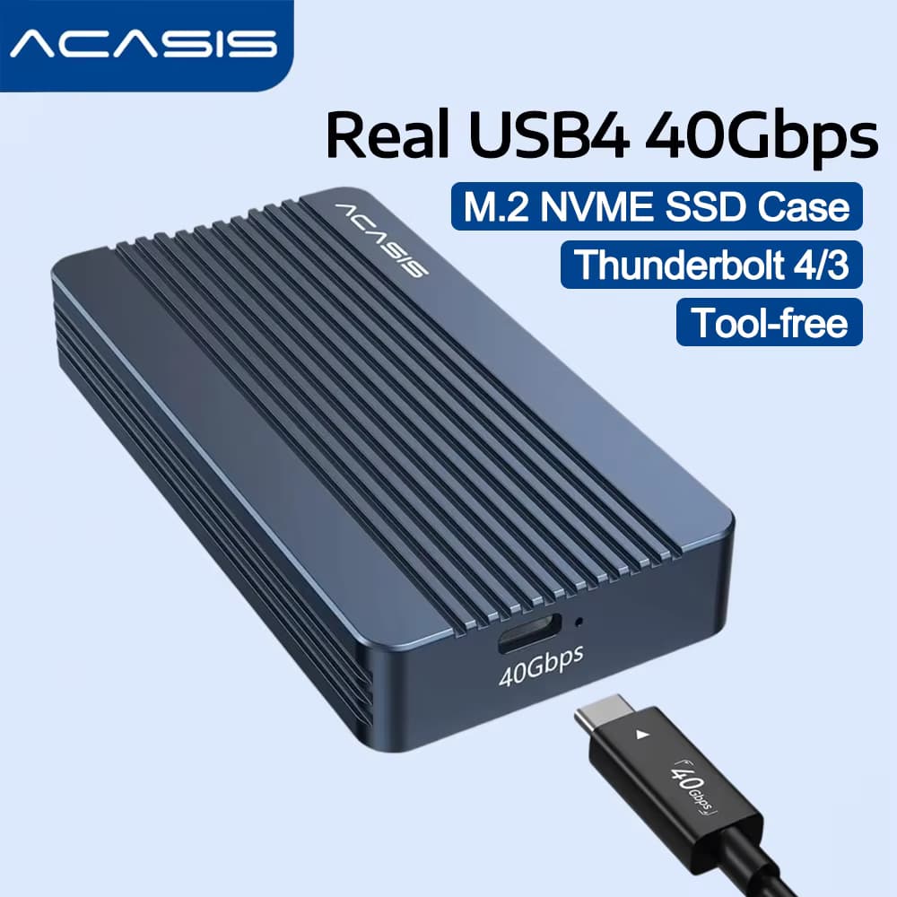 ACASIS 40Gbps M.2 NVMe SSD-Gehäuse aus Aluminium für Thunderbolt 4/3 USB4 Werkzeuglos Montierbar Unterstützt 2280-2230 SSDs für M1/M2 Pro/Max