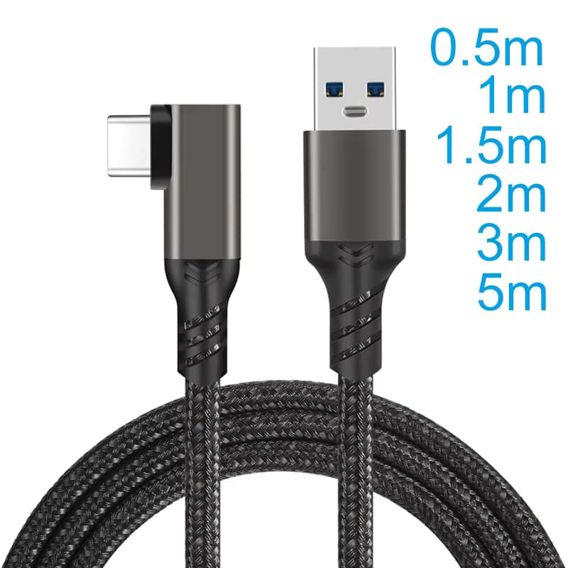 USB 3.2 GEN2 3A 60W 90-Grad-Winkel Typ-C Verbindungskabel USB Tipo C für VR-Link Datenkabel 0,5M 1M 2M 3M