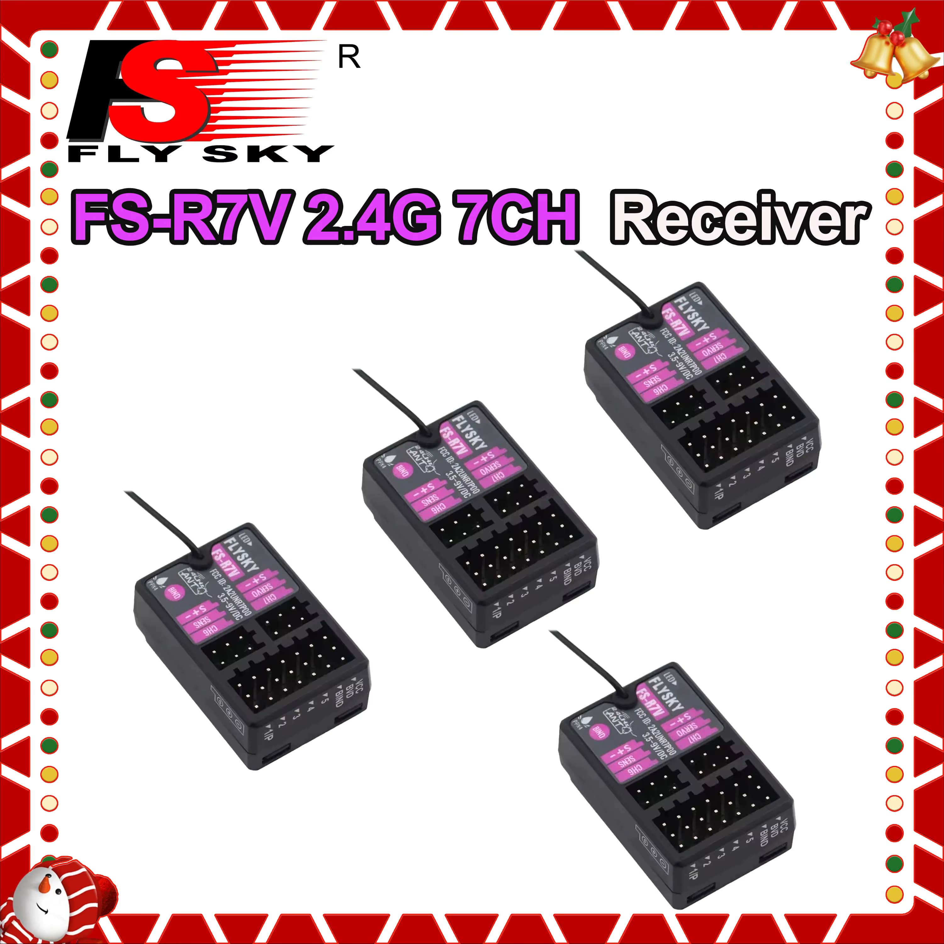1/2/4 Stück FLYSKY FS-R7V 7-Kanal 2,4G Gyro-Empfänger 3,5-9V DC ANT Einzelantenne PWM für RC Auto Boot Sender FS-G7P