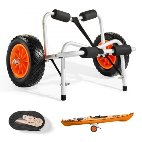 VEVOR Kajakwagen, 113 kg, faltbarer Kanuwagen mit 25,4 cm PU-Reifen & 1 Ratschengurt, Bootswagen zum Transportieren von Kajaks, Kanus, Paddleboards, Jon-Booten, Wassersportgeräte, 70x40x40cm