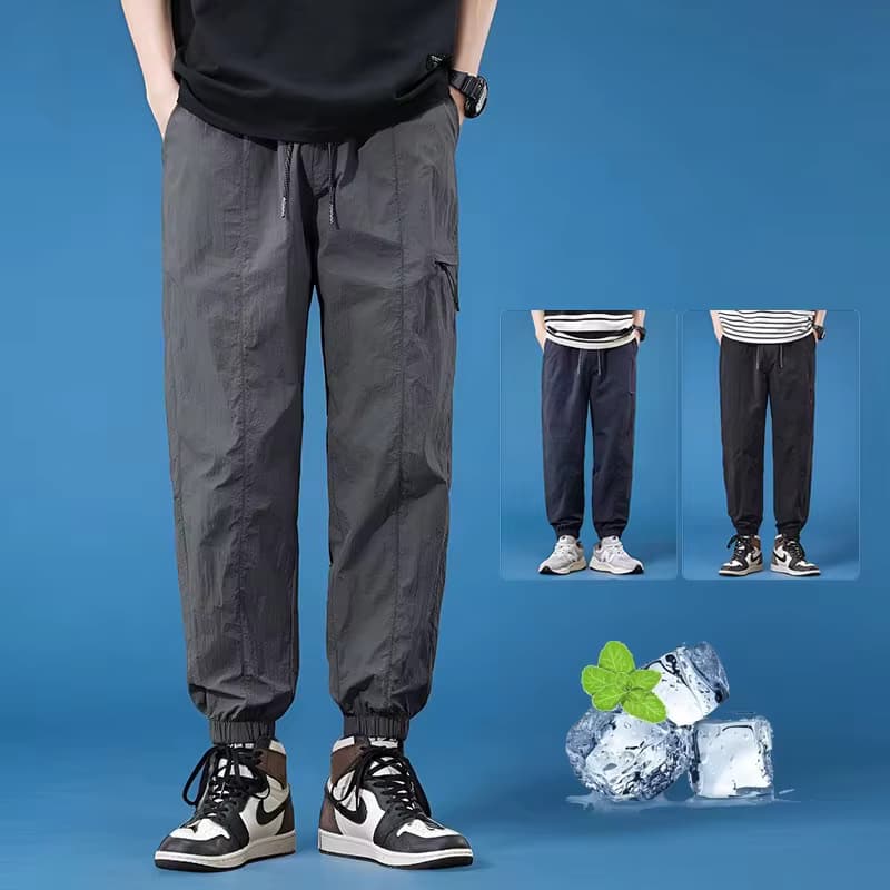 Hochwertige, dünne, lockere, schmal zulaufende Haremshose für Herren, Cargohose mit Reißverschlusstaschen, schnell trocknende Hose mit elastischem Bund, Herrengröße 4XL