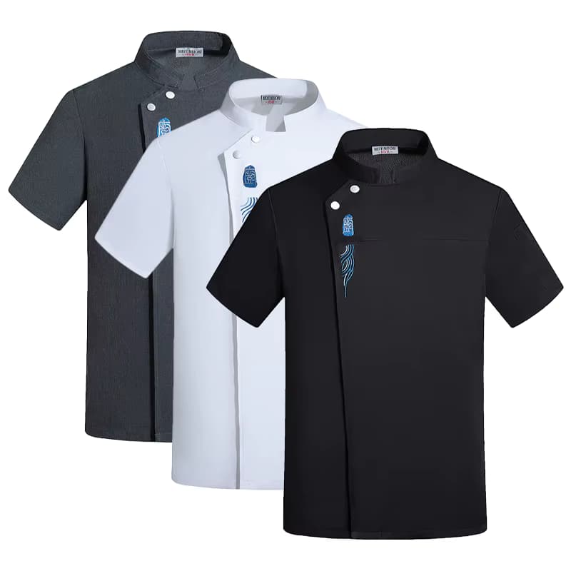 Kochuniform, Catering, Arbeitskleidung, Chefkochhemden, Kochmantel, Kochjacke, Sommer, Restaurant, Friseursalon, Damen, Kellnerhemd