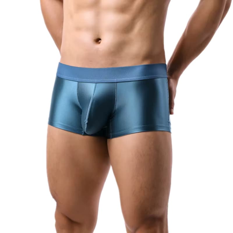 Herren-Boxershorts Einfarbige Unterwäsche Slim Fit Nylon Mittelhohe Taille Atmungsaktive Slips mit JJ-Pouch Übergrößen M-XXL