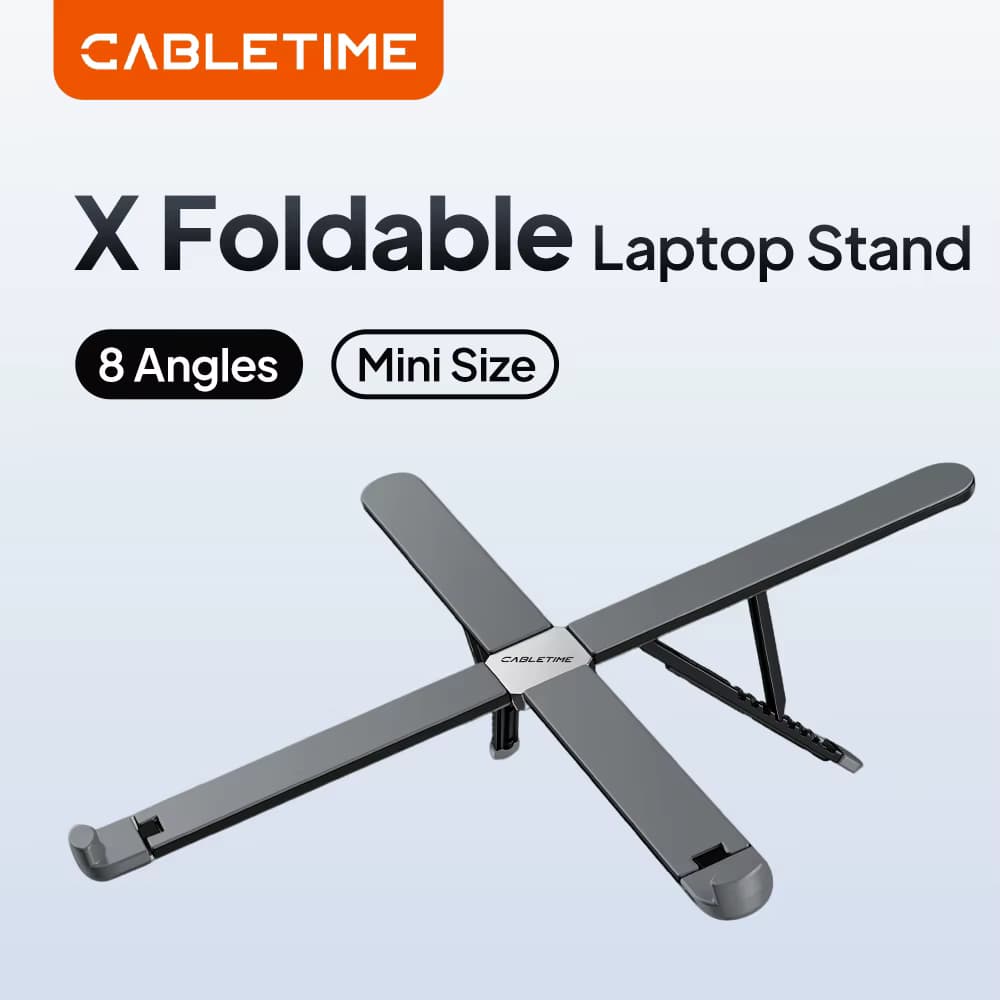 CABLETIME Laptop-Ständer X, faltbar, 8 verstellbare Winkel, Mini-Größe, Anti-Wobble-Unterstützung für 10 bis 17,3 Zoll große Laptops, MacBook, iPad