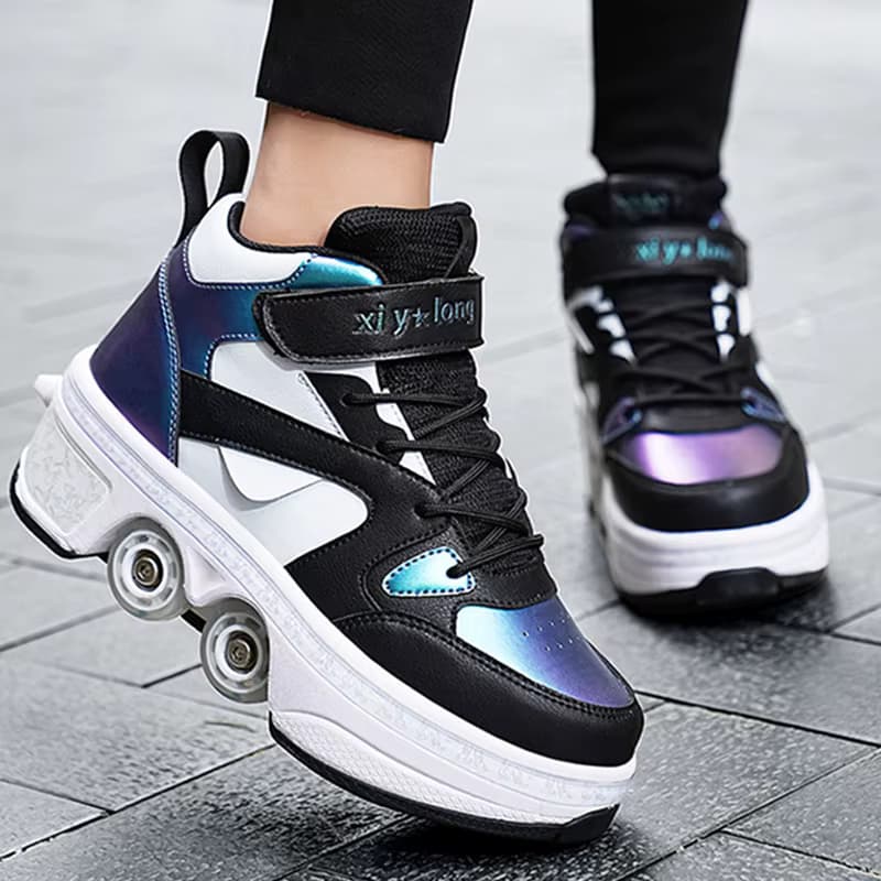 Deformation Parkour Sneakers, 4-reihige Rollschuhe, Rollschuhschuhe, Street Urban Fitness Rollschuhe, Skating-Schuhe