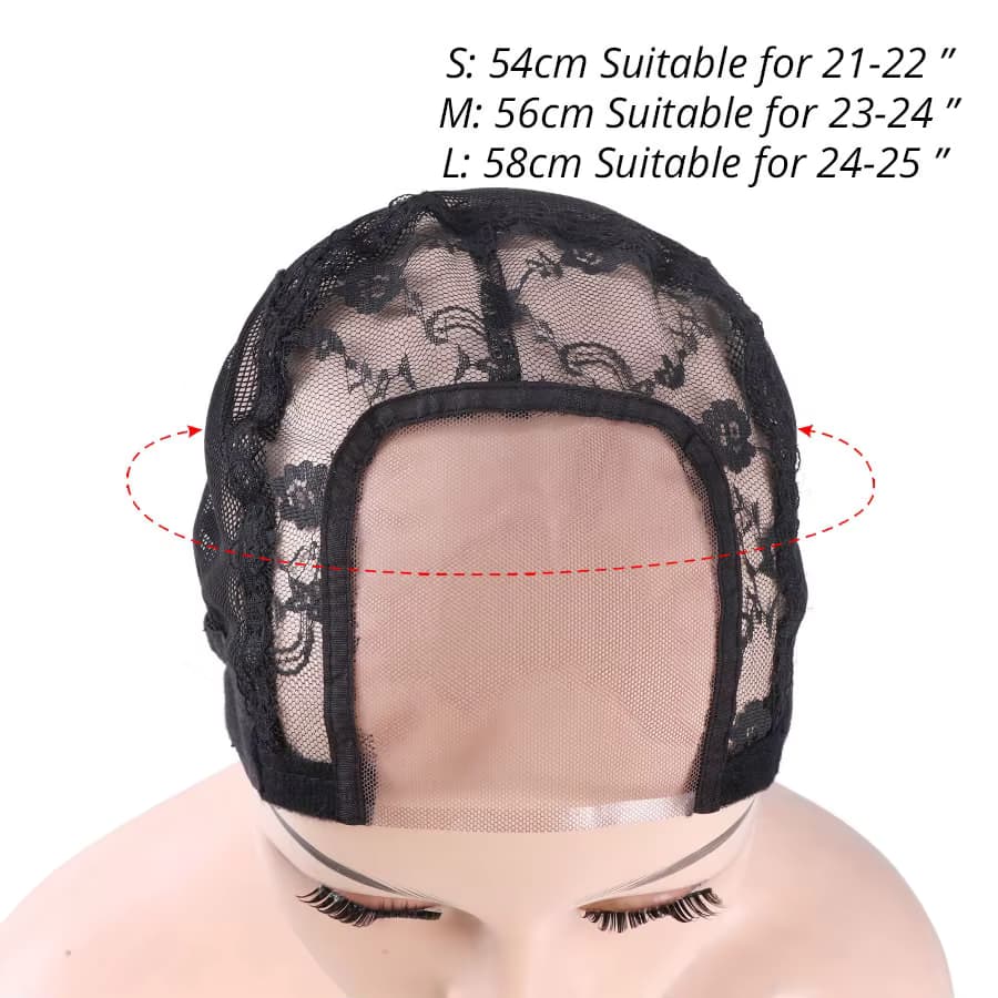 U-Teil-Perückenkappen mit Spitzennetz für die Herstellung von Perücken, 1 Stück, leimlose Perückenkappen für Frontal, schwarze elastische Spitze, Perückenkappen, Perückenzubehör