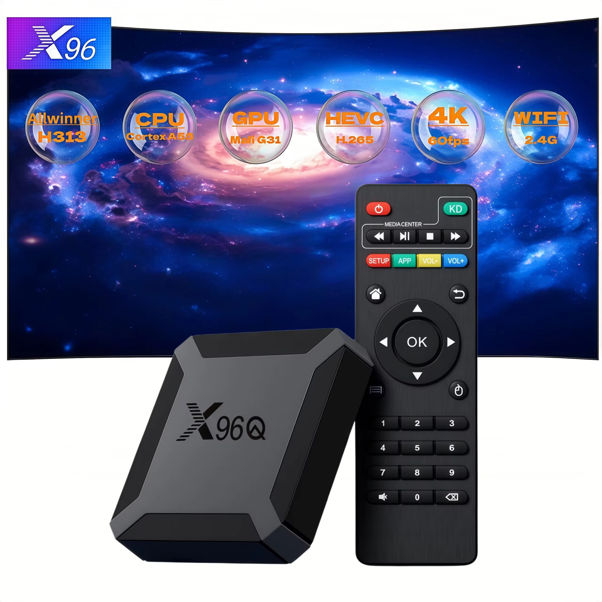 X96Q Android 10 TV-Box Allwinner H313 Quad-Core 4K Smart Media Player 1GB 2GB RAM 8GB 16GB ROM WLAN Ethernet AV-Ausgang Set-Top-Box für Alte Fernseher IPTV-Empfänger