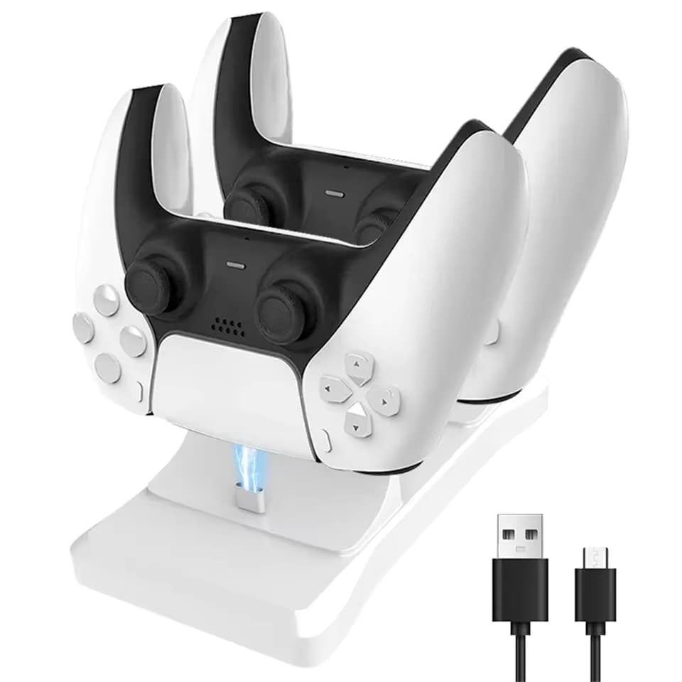 GAMINJA Dual Controller Ladeständer für Playstation 5 Controller Ladestation PS5 mit Schnelllade-AC-Adapter 5 V 1,2 A