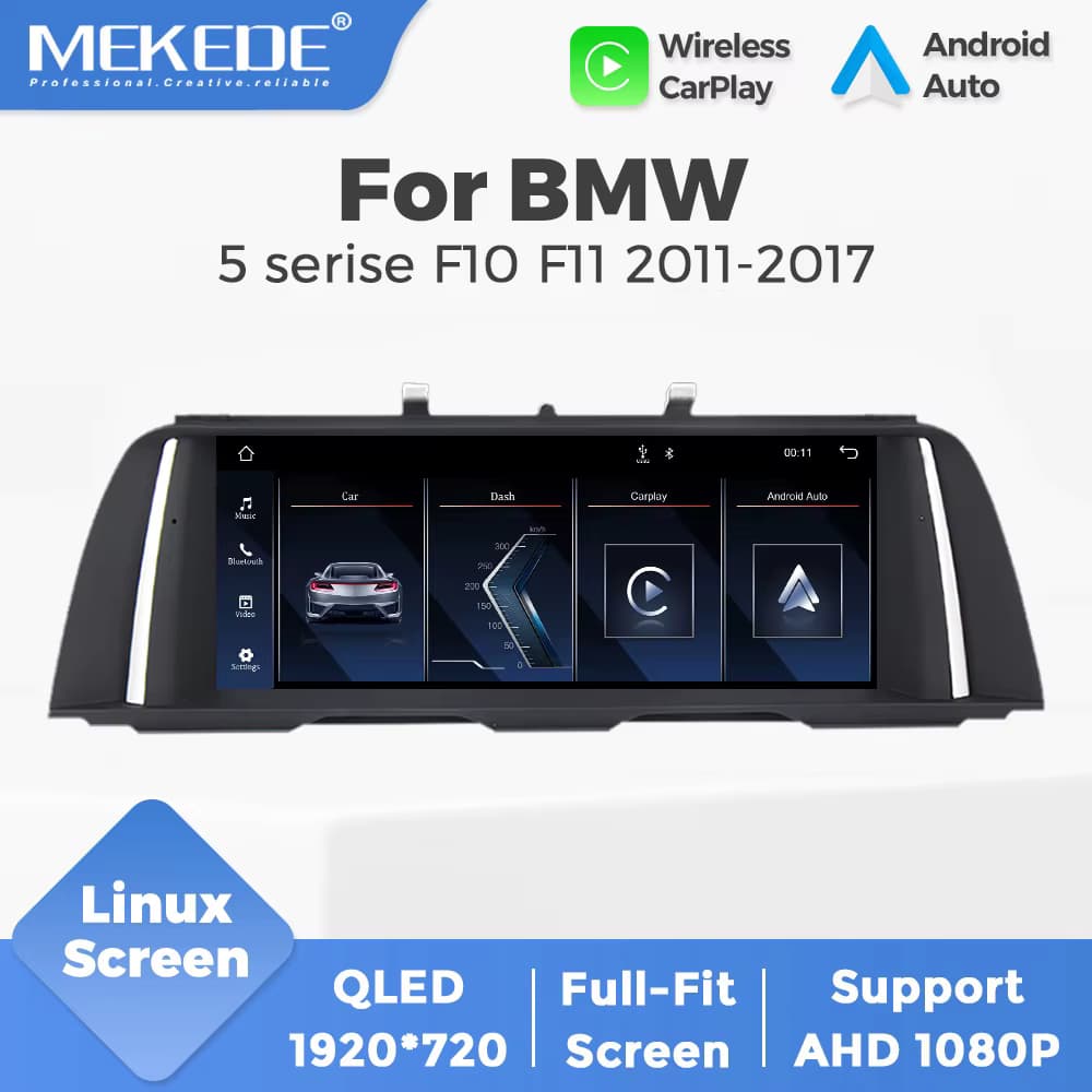 NaviFly EU Lagerbestand Carplay Android Auto für BMW 5er F10 F11 520i 525i 2011-2017 HD 1920*720 QLED Display Bildschirm Player OTA Update Linux System Auto Multimedia-Player