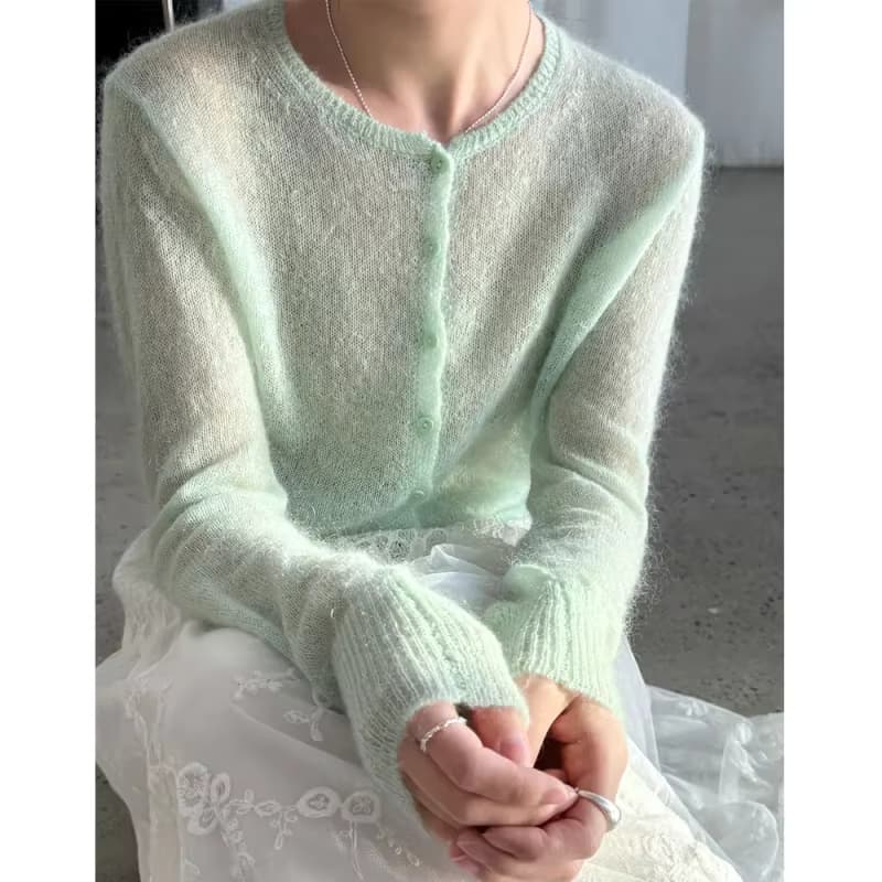 2026 Woll- und Mohair-Pullover für Damen mit Aushöhlungen, dünne Strickjacken, Oberteile für Damen, weicher Pullover