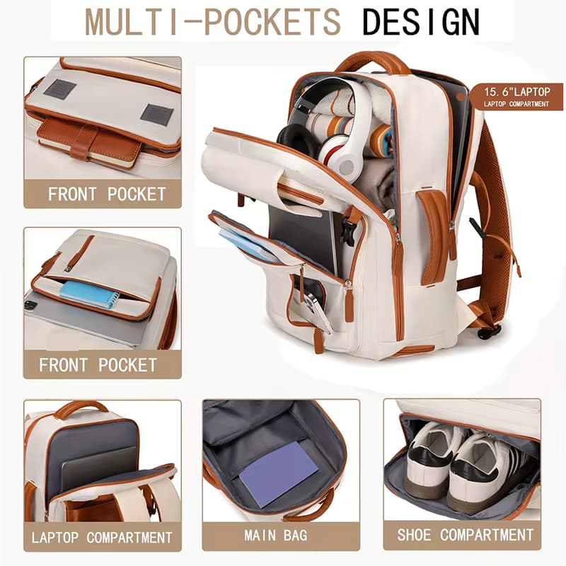 ZUOKEDISI Airlines zugelassener 15,6-Zoll-Laptop-Reiserucksack mit Schuhkarton und Gepäckgurt, Wanderrucksack
