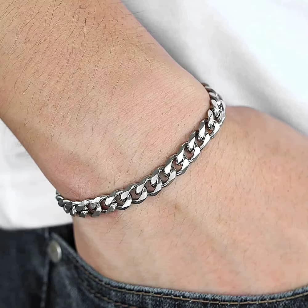 3/5/7/9MM Klassische Edelstahl Kette Armband Für Männer Frauen Punk Kubanischen Kette Wrap armreif Wasserdicht Nie Verblassen Schmuck