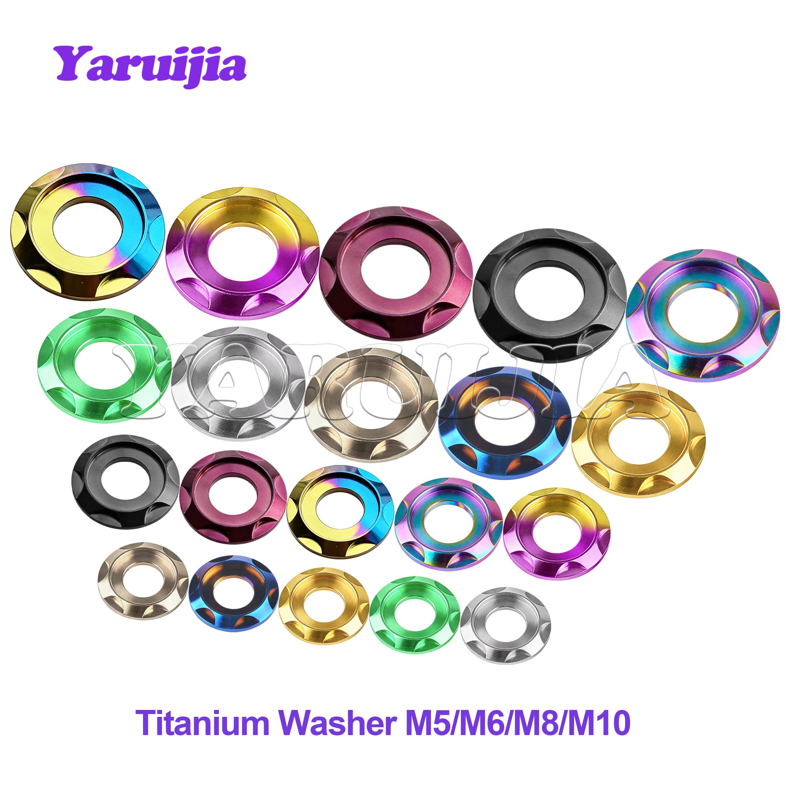 Yaruijia Titan-Abstandsscheiben, M5/M6/M8/M10, Dichtung für Fahrrad, Motorrad, Auto, dekorative Unterlegscheiben