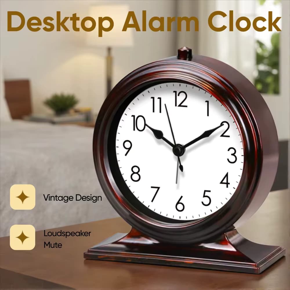 Vintage-Schreibtischuhr, klassisch, leicht, luxuriös, großer digitaler Wecker, Schlafzimmer, Wohnzimmer, Büro, Lautsprecher, stumm, Desktop-Dekoration