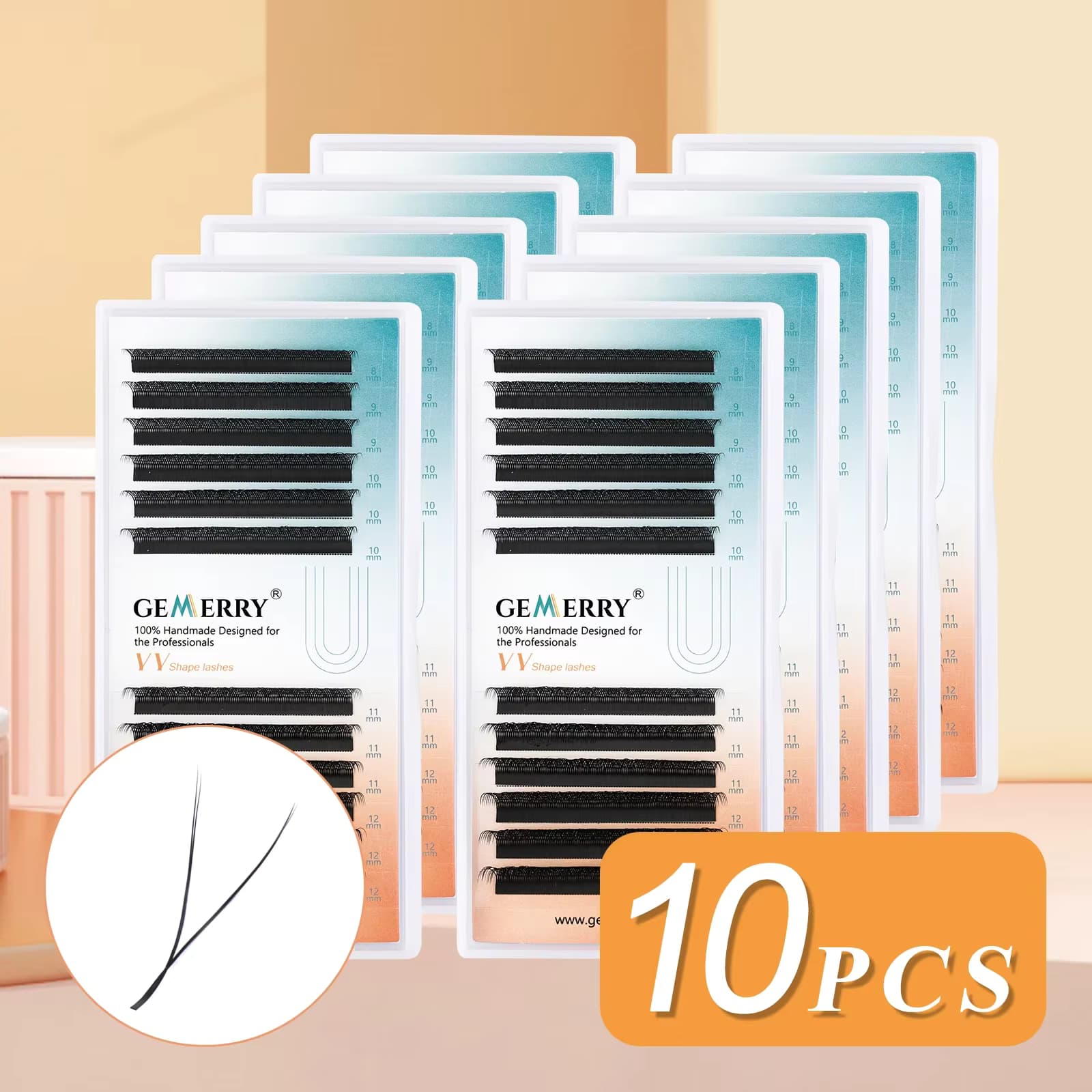 GEMEERY 10 Stück YY Wimpernverlängerung mit doppelter Spitze, einfache Fächerwimpern, künstliche Wimpern für professionelle Schönheit, kostenloser Versand