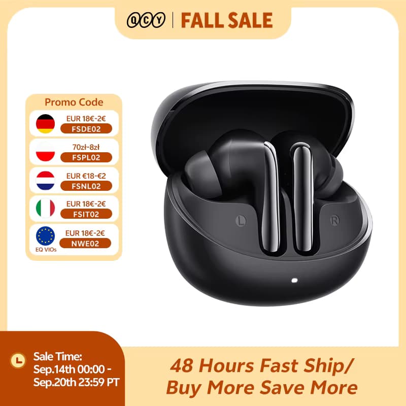 QCY HT19 MeloBuds N60 Kabellose ANC-Kopfhörer 56dB Echtzeit-Adaptive Ohrhörer Bluetooth 6.0 Hi-Res LDAC In-Ear-Erkennungskopfhörer