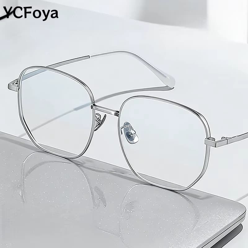 YCFoyaNew Große Größe Koreanische Retro Polygon Brillengestelle für Männer und Frauen Luxuriöser Trend Optische Korrekturbrillen 8819