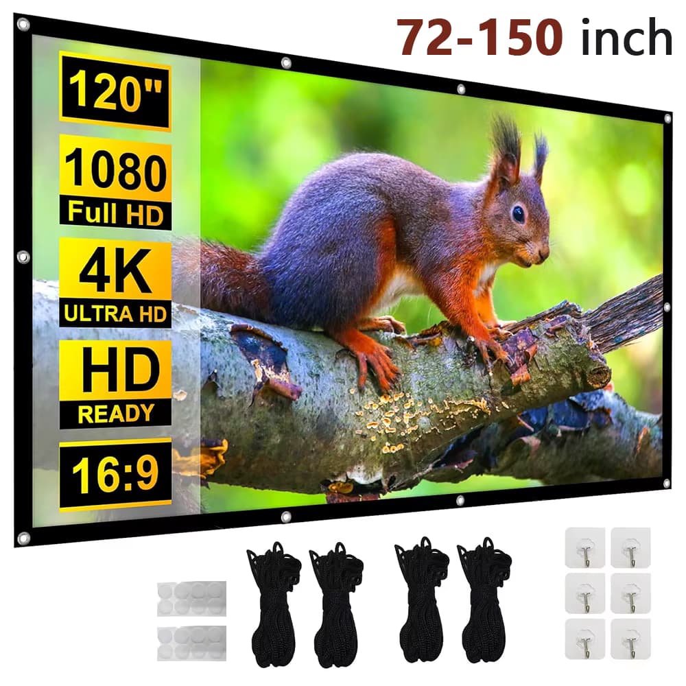 Tragbare Projektor-Leinwand 4K 72-150 Zoll Projektor-Leinwand für Handy-Bildschirme im Innen- und Außenbereich