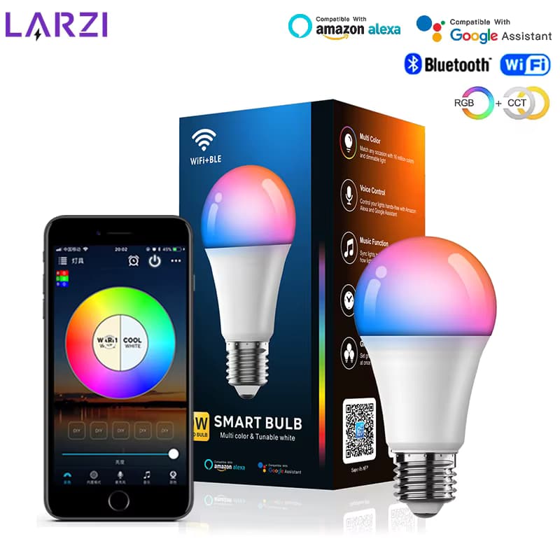 1-12 stücke WiFi Smart Led-lampe Bluetooth Glühbirnen AC85-265V Dimmbare Scheinwerfer Birne E27 RGB + CW + WW LED Farbwechsel Lampe Für Hause