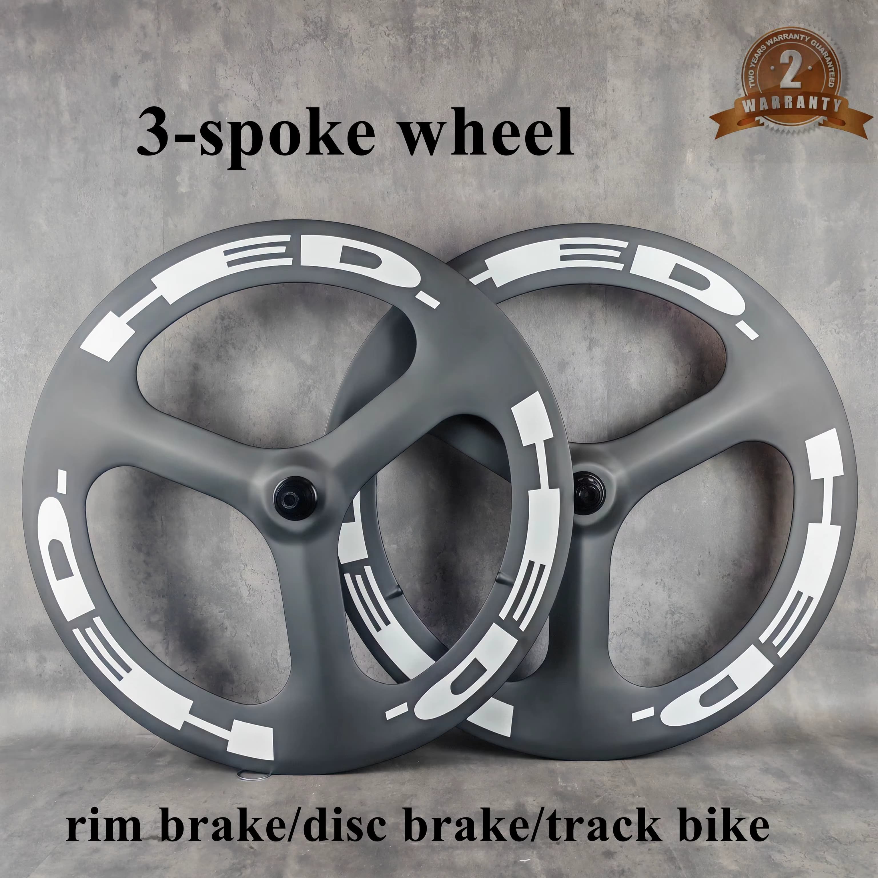 3-Speichen-Carbonräder 700C, Felgen-/Scheibenbremse, Naben für Bahnrad mit festem Gang, 23 mm Breite, 70 mm Tiefe, UD Matt, Clincher, 11-12 V, HG ODER XDR