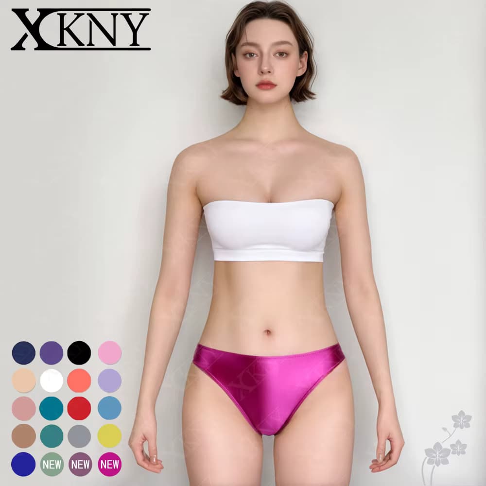 XClocKNYoung glänzende Satin-Slips, Seidenbikini, sexy Strumpfhosen mit niedriger Taille, können außerhalb der glänzenden Satin-Unterwäsche getragen werden