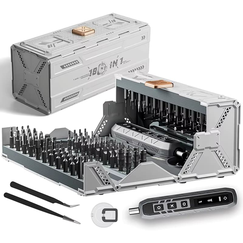 180-in-1 Präzisions-Elektroschraubendreher-Set mit 3 Drehmomentmodi und 160 Magnetbits, Kabelloses Reparatur-Werkzeugset für iPhone, PC, Kamera