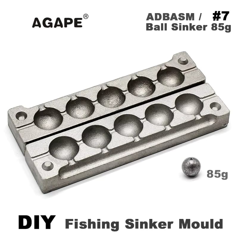 Agape DIY Sinker Mould Angelgewicht ADBASM # 7-Kugel-Bleigewicht 85g mit 5 Hohlräumen