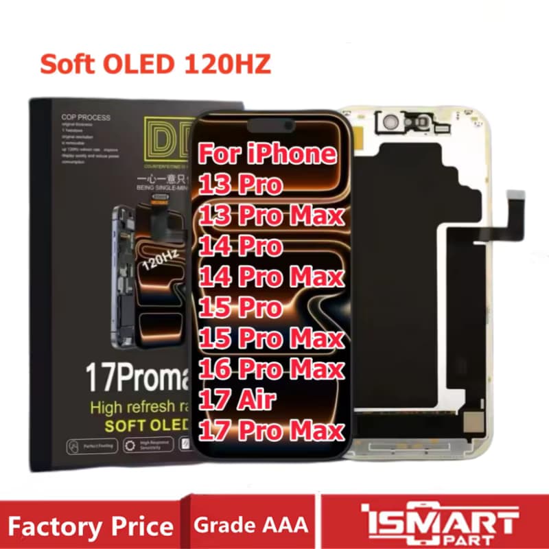 120 HZ Weiche OLED Für iPhone 15 Pro Max 15Pro 13 Pro LCD Display 3D Touchscreen Digitizer Montage Hohe Bildwiederholfrequenz Ersatz