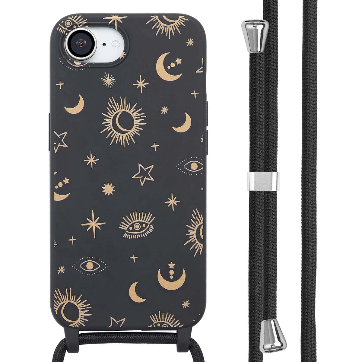 imoshion Siliconen design hoesje met koord voor de Apple iPhone 17e / 16e - Sky Black. Aanbod van Smartphonehoesjes NL - BE.