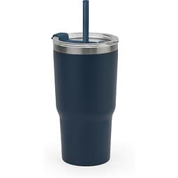 JOYNER M. Kompakter Reisebecher aus Edelstahl (91 % recycelt) mit vakuumisolierter Doppelwand und matter Oberfläche 600 ml, Dunkelblau. Offer from Saalfrank DE.