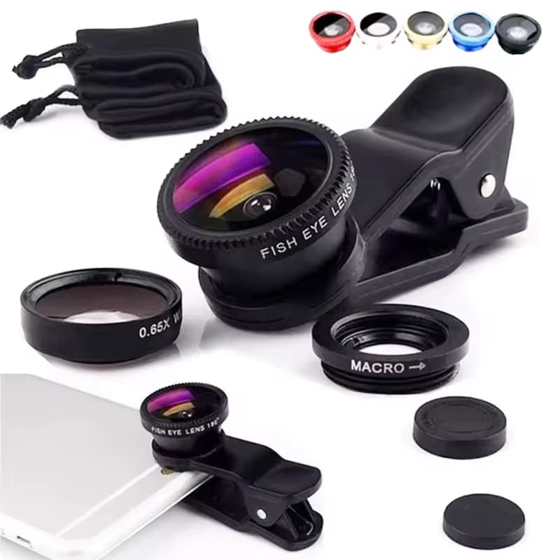 3in1 Fisheye Weitwinkel Micro Kamera Objektiv 0,67X Weitwinkel Makro Linsen Kamera Mit Clip für iPhone Xiaomi Redmi Huawei 3IN1 Len