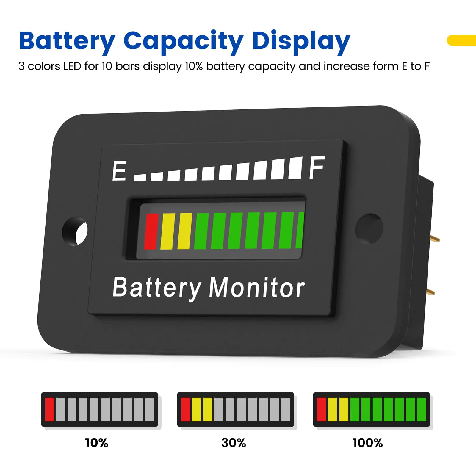 Autobatterie-Ladestufenanzeige 12 V 24 V 36 V 48 V 60 V 72 V LED-Voltmeter-Tester IP65 Wasserdichtes Lithium-Säure-Monitor-Messgerät