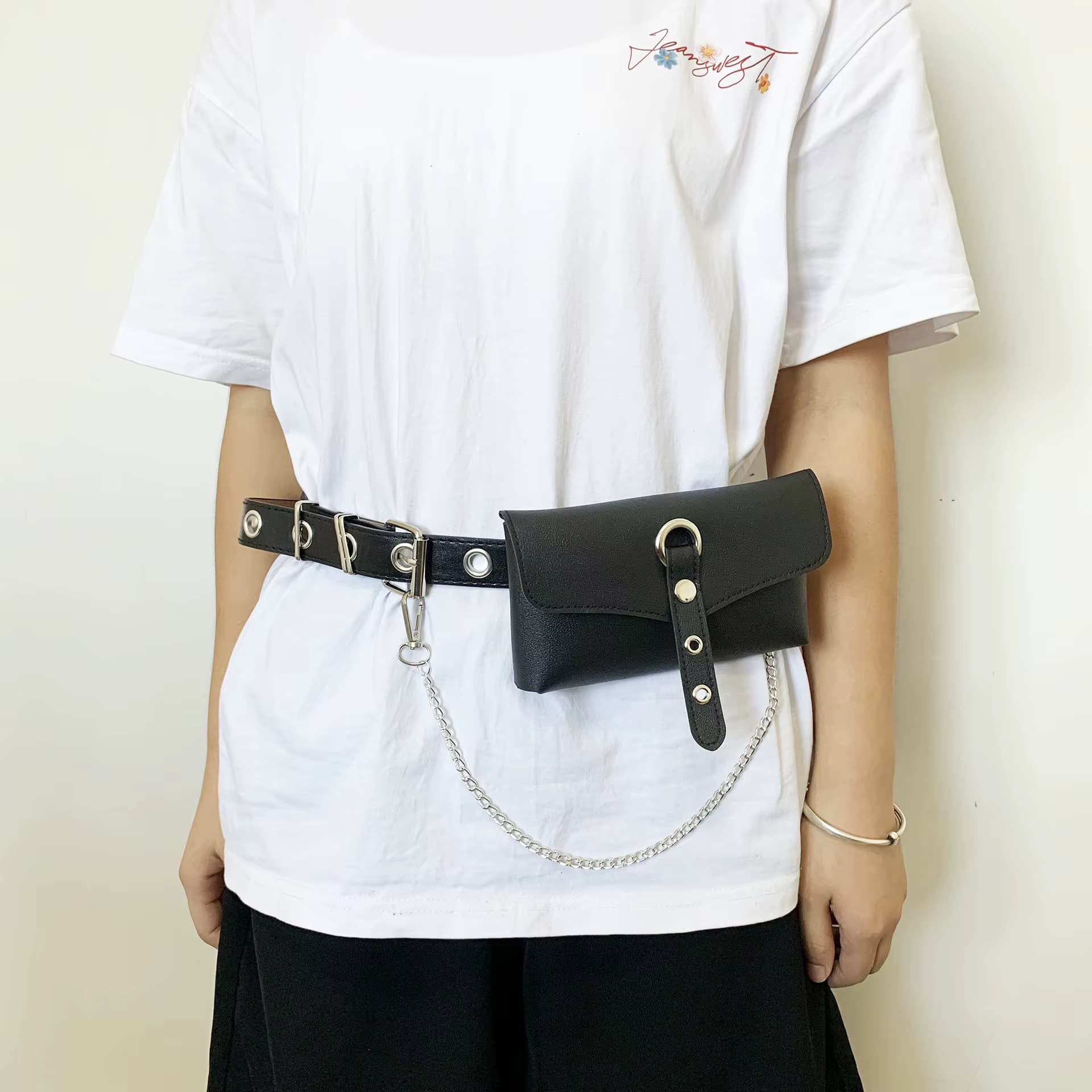 Neue Punk-Stil Damen Gürtel Taille Taschen, Kleidung Zubehör Kette, vielseitige Handytasche