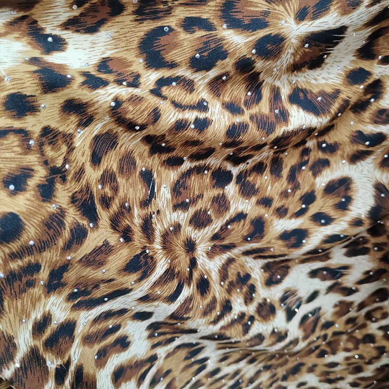 Mode, Chiffon-Stoff mit Tiger-Leopardenmuster, glänzender Fake-Diamant-Chiffon, DIY-Nähschal, Kleid, Hosen, Kopfbedeckung, Accessoires