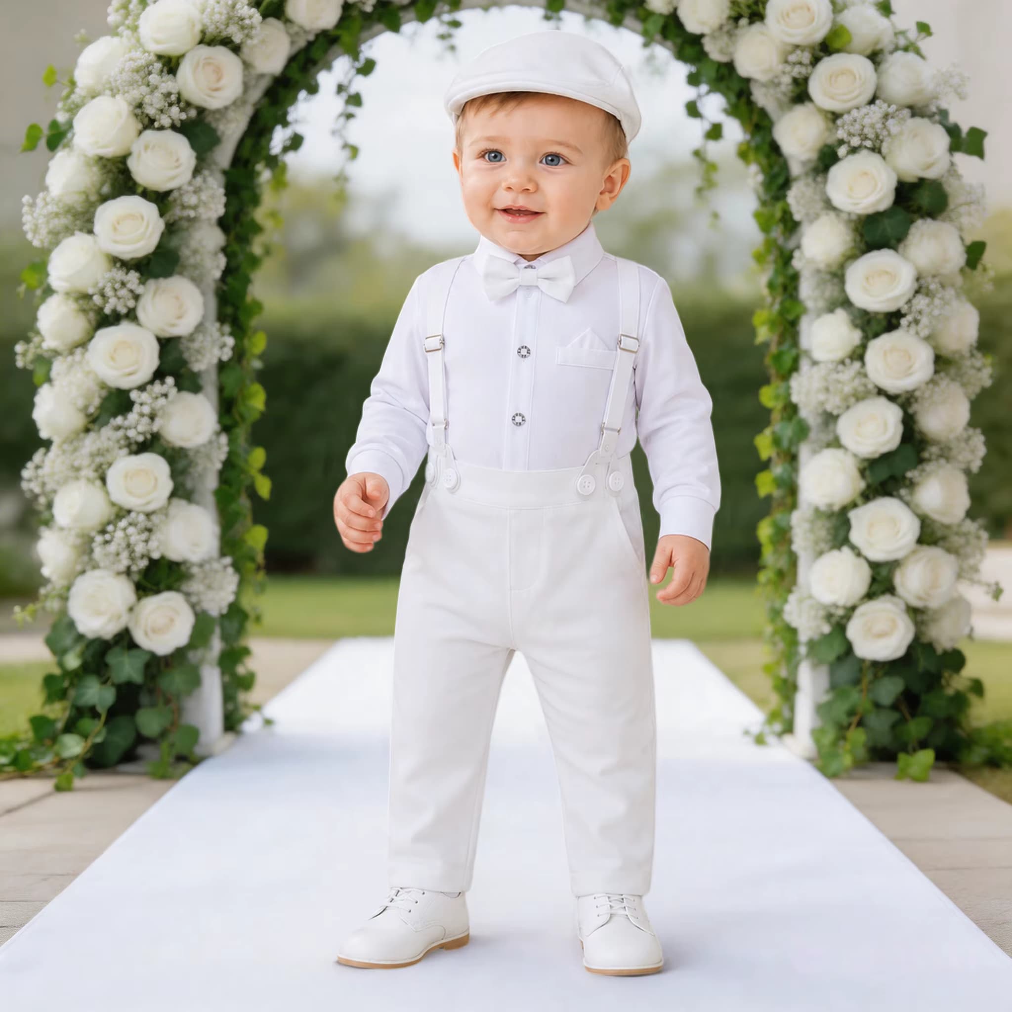 Baby, Kleinkind Taufe Anzug für Jungen Kleinkind Hosenträger Anzug Formale Gentleman Blume Jungen Hochzeit Kleidung Set Neugeborenen Outfit