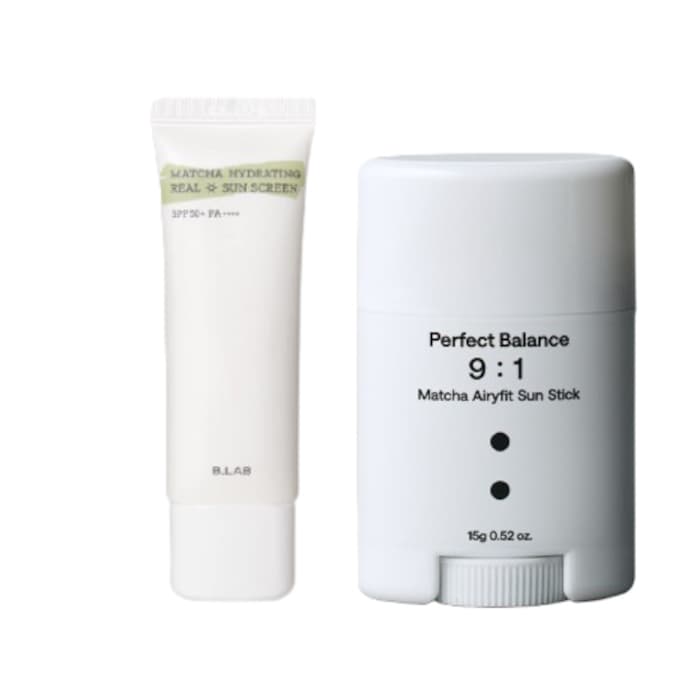 B : Lab - Matcha Suncreen + Sun Stick Set. Offer from Stylevana PT.