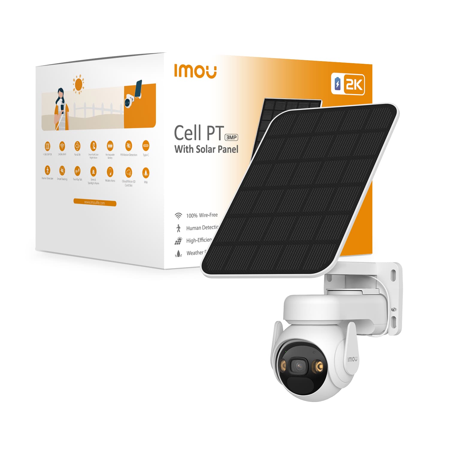 IMOU IPCam Cell PT 3MP WLAN 2K +Solarpanel schwarz/weiß