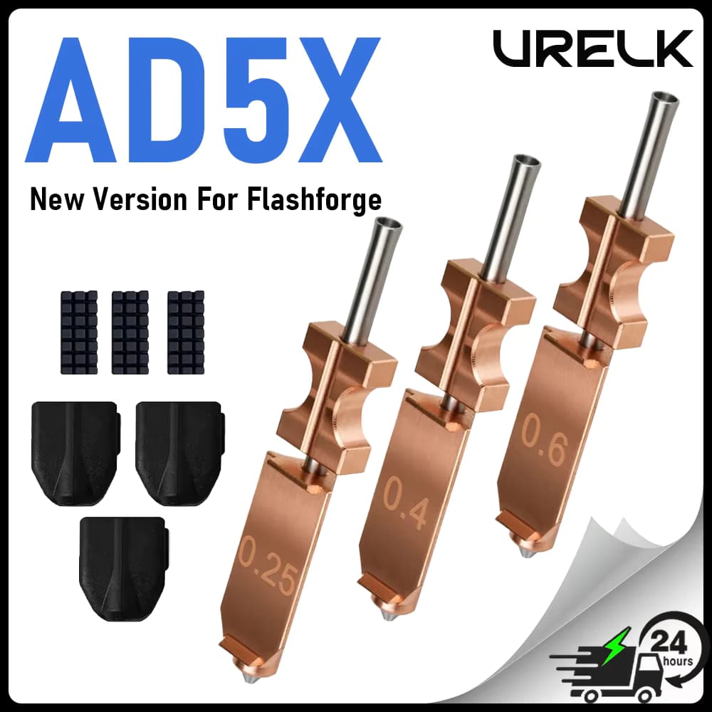 Verbessertes AD5X Schnellwechsel-Düsen-Kit 0,25MM 0,4MM 0,6MM für Flashforge AD5X Hotend Extruder mit Düsen, Bürste und Silikonabdeckung