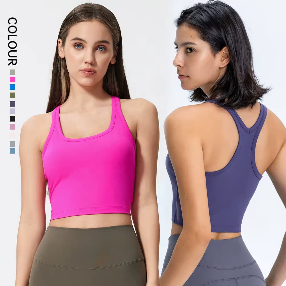 SHINBENE Racerback Fitness Sport Bras Women Naked Feel Gym Yoga Tank Top With Built in Bra. Tilbud fra Alibaba US.
