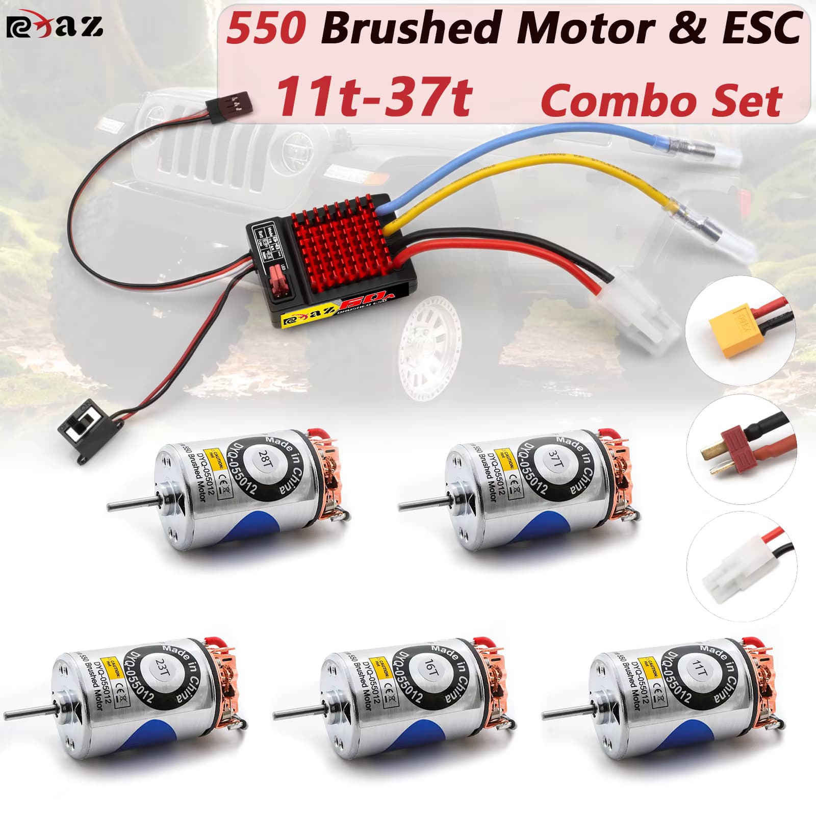 RC 550 Bürstenmotor 11T-37T ESC 60A Geschwindigkeit Steuerkombinationsset Climb Drift Racing Wasserdicht für 1/10 RC Crawler Auto/Boot
