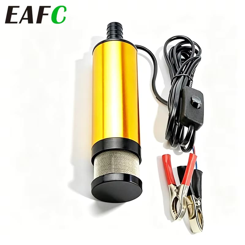 EAFC 12/24 V tragbare Mini-Elektro-Tauchpumpe, 38 mm, 51 mm, geeignet für Diesel-Wasser-Öl-Transferpumpe, Fasspumpe aus Aluminiumlegierung