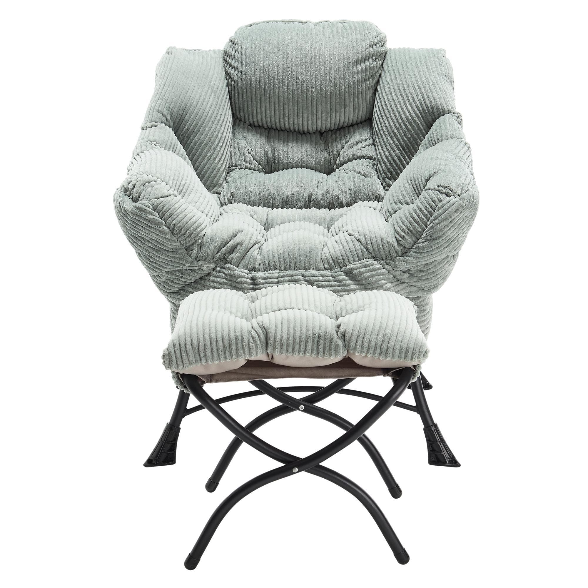 Lounge-Sessel mit Hocker, Armlehnen und einer Seitentasche, Flanellbezug, 69.9x64.0x95.0 cm, Hellgrün