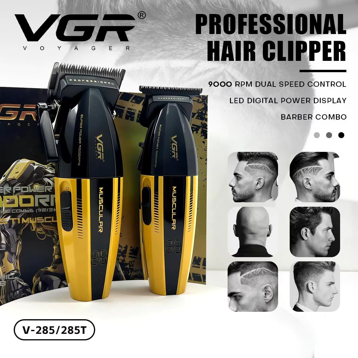 VGR haarschneidemaschine harrschneidemaschine haarschneidemaschine männer Haartrimmer Verstellbar Haarschneidemaschine Kabellos Haarschneidegerät Friseur-Kombigerät Digitalanzeige Trimmer für Herren
