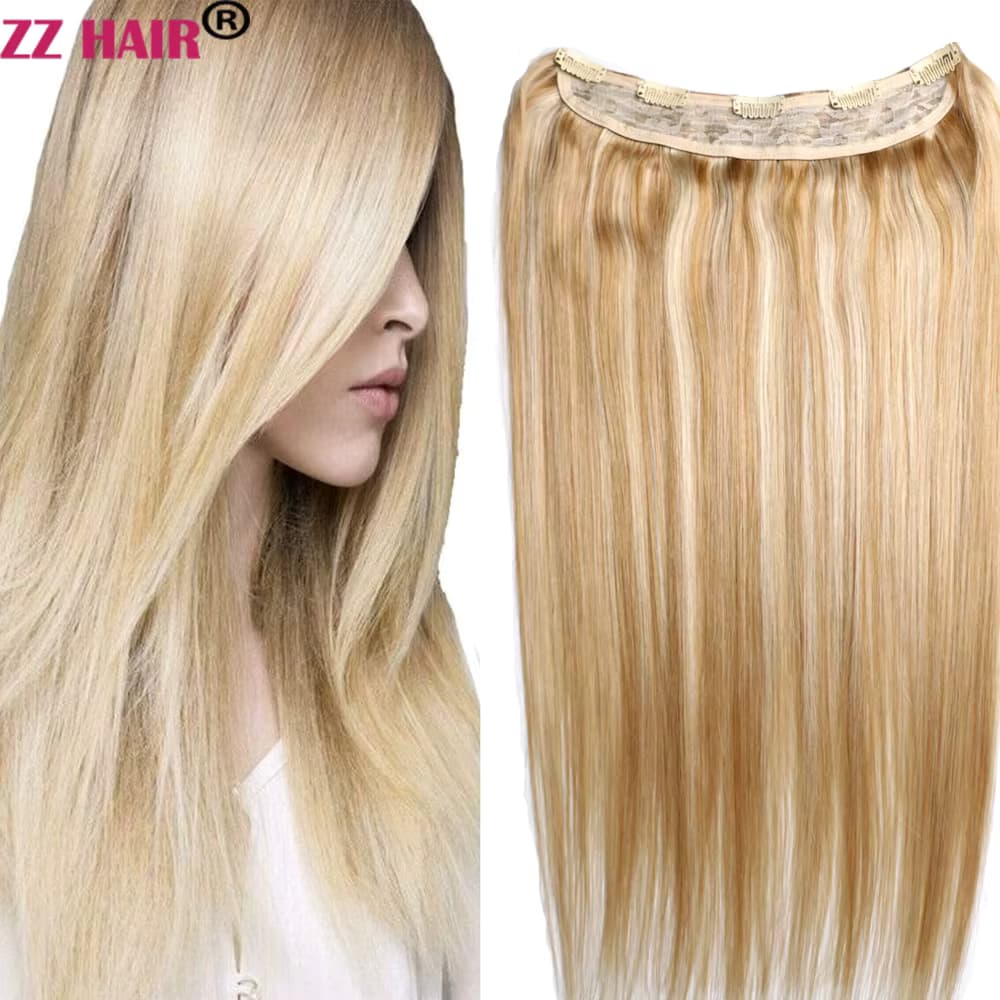 ZZHAIR 100 % brasilianisches Echthaar, Remy-Haarverlängerung, 40,6–61 cm, U-teiliges Set, 100–120 g Clips in einem Stück, natürlich, glatt