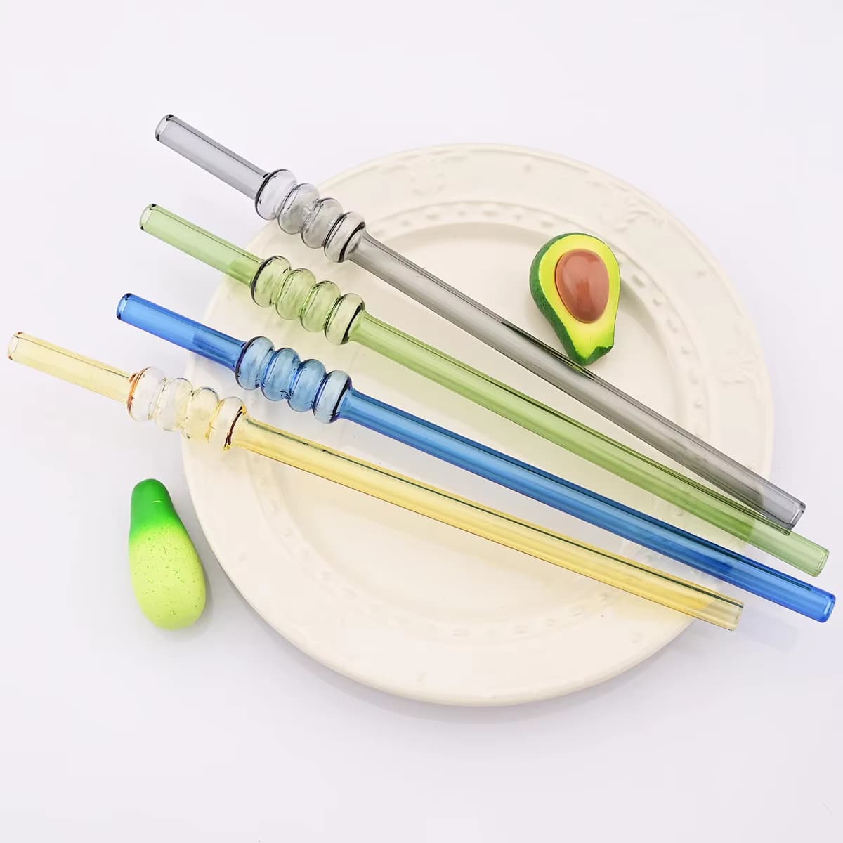 5 stücke Eis-zucker Kürbis Trinkhalm Set Hohe Borosilikatglas Strohhalme Set mit Pinsel Milch Shake Cocktail Stroh bar Drink