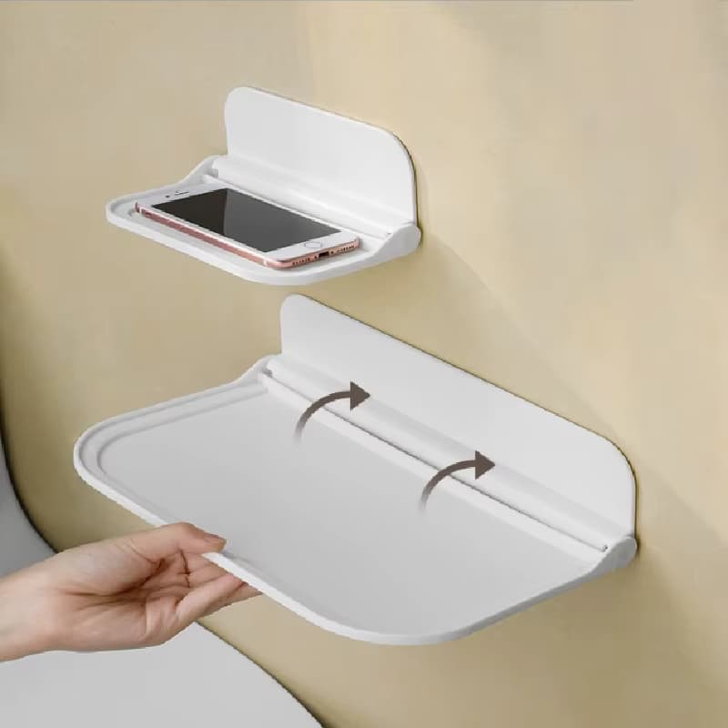 Platzsparendes Wandregal Ohne Bohren Faltbarer Telefonhalter WLAN-Router Aufbewahrungsfach Badezimmer-Organizer